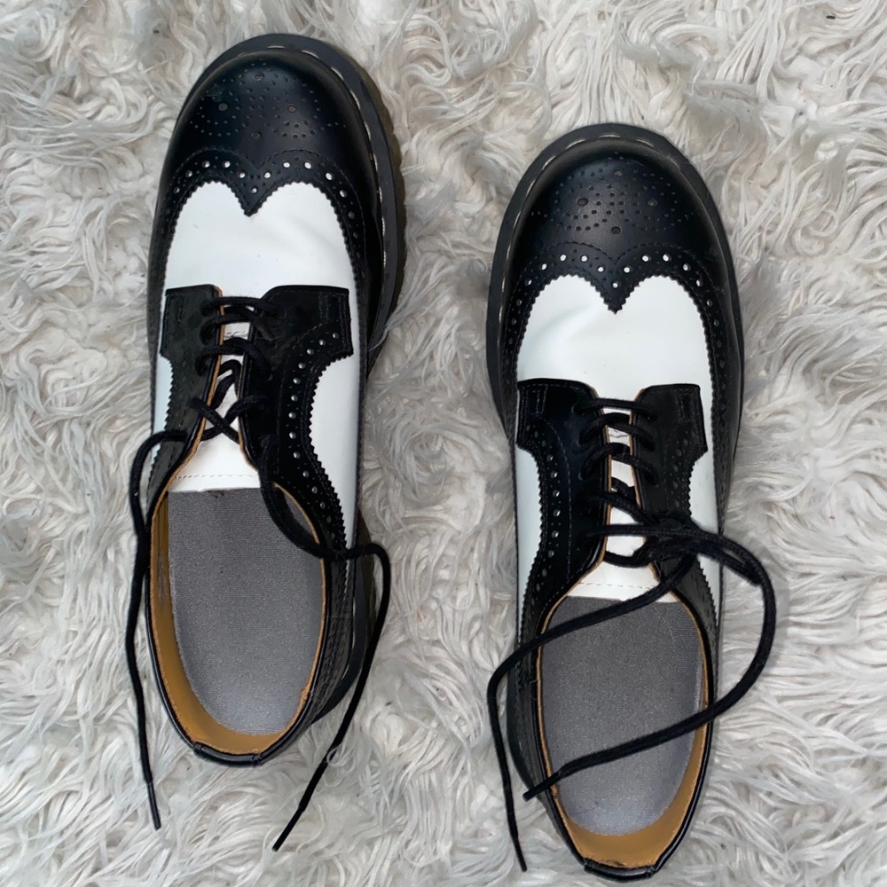 SOLD on Mercari Dr. Martens Black & White Wingtips - Picture 1 of 7